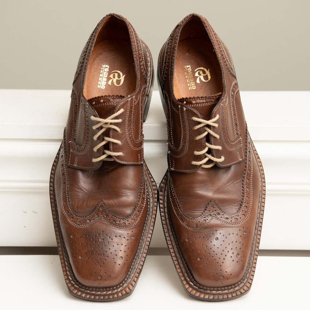 Romano Brogue Wingtip Brown Leather‎ Dress Shoes Sz 11 Italian Timeless Heritage